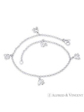 Elephant & Rolo Chain Italian Animal Charm Anklet in .925 Sterling Silver - 10"